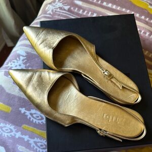 Tibi Godfrey gold slingbacks, size EU40, or 9.5 US, good condition, $70.